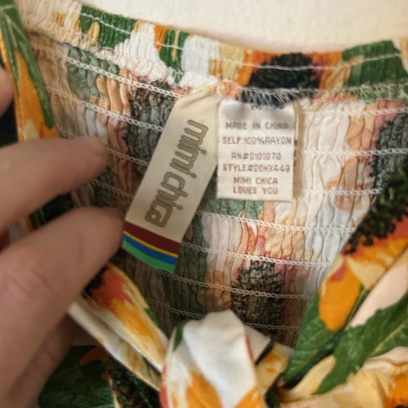 Mimi Chica Bohemian/festival, sunflower button front Tie bust Dress Medium - Picture 9 of 9